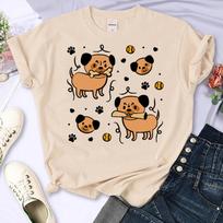 Mopsų marškinėliai Moteriški Manga Designer marškinėliai Moteriški japoniški komiški drabužiai S