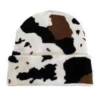Karvės rašto kepurė Beanie Ruduo Žiema Stora Šilta Megzta Kepurė Unisex Gyvūno Rašto Kupolinė Kaukolės Kepurė Streetwear