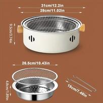 1pc Portable Barbecue Charcoal Stove Stainless Steel Split Barbecue Stove Round Non-stick BBQ Rack For Outdoor Camping (without Carbon)