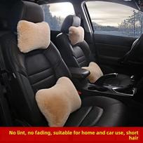 Pora pliušinių automobilio galvos atramų ir juosmens atramų, kaklo pagalvėlė - Imituotas triušio pliušas, automobilio juosmens atrama One Headrest vyno raudonos spalvos