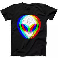 Alien Head Trippy Techno Rave Edm Music Funny Gift Tee Black T Shirt 389 3XL
