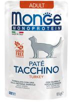Monge Monoprotein Adult begrūdis konservuotas pašaras katėms su kalakutiena 85g