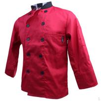 Chef Clothing Uniform Hotel Restaurant Men And Women High Neck Double Breasted Polyester 4 Color M raudona