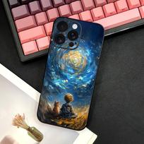 Aliejinės tapybos „Mažasis princas“ telefono dėklas, skirtas iPhone 16 15 14 13 12 11 PRO MAX PLUS Mini, TPU, švelnus odai dangtelis iPhone11