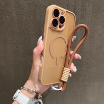 Hand Wrist Strap Translucent Matte Case for Magsafe for iPhone 17 16 15 14 Plus 13 12 11 Pro Max Contrast Lanyard Magnetic Cover iPhone 14