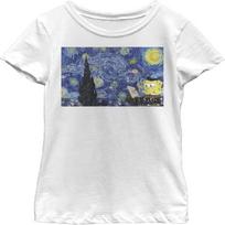 Nickelodeon Spongebob Squarepants Sponge Paint Girls Short Sleeve Tee Shirt S balta