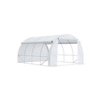 Greenhouse - Outsunny - 3.97 x 3.02 x 2 m - UV Protection - Roll-up Walls - Galvanized Steel balta
