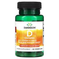 Swanson, D Complex with Vitamins D2 and D3, 2,000 IU (50 mcg), 60 Veggie Capsules