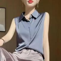 Quick Grab Premium Mulberry Silk Blouse for Women Shirt L pilka spalva