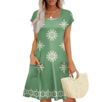 Summer Dresses For Women Loose Square Neck Cap Sleeve Casual Beach Vacation Tshirt Dress Sundresses With Pockets M