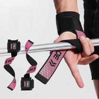 Aolikes Lifting Wrist Straps Weightlifting Bodybuilding Powerlifting Strength Levels Training Fitness Training Dumbbells Workout Wrist Ergonomic ryškiai rožinė