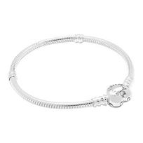 Pandora Moments Širdies Sagtelė Gyvatės Grandinėlė DIY Apyrankė Moteriška apyrankė Sidabrinė 590719 Box,19