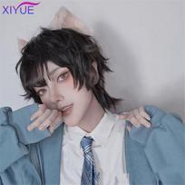 Trumpa Sintetinė Vyrų Kvėpuojanti Peruka Ruda Vyrų Berniukų Trumpa Tiesia Cosplay Vyrų vakarėlio Juoda Karščiui Atspari Sintetinių Plaukų Peruka gray