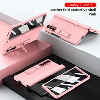 Leather Phone Case for Samsung Galaxy Z Fold 7 6 5 4 3 Fold7 Fold6 Fold5 Magnetic Hinge Stand Back Cover with Mirror Film YYC006 Galaxy Z Fold7