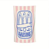 Sardine Print Pink Stripes Beach Towel, Microfiber Lightweight Quick Dry Compact Absorbent for Beach Pool Bath Gift W40*H60(CM)