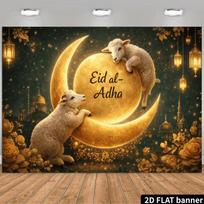 2D islamo Eid šventės fonas, tekstas „Eid al-Adha“ ir žibintai Fotografijos fonas 47.2x31.5inch/120*80cm