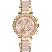 Michael Kors MK6326 Parker moteriškas laikrodis su rožiniu ciferblatu 39mm auksas