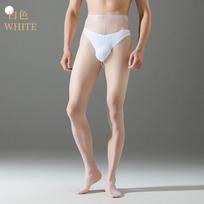 Seksualios vyriškos blizgios permatomos kojinės su U formos maišeliu Kojinės Pėdkelnės Atviros Uždarytos Apatinis trikotažas Legging Pant JJ Open brown
