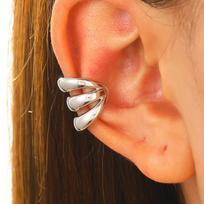 Hip-hop Punk Fake Piercing Stainless Steel Multiple Layers Circle Hollowed-out Clip Earrings for Women Fashion Ear Cuff Zircon