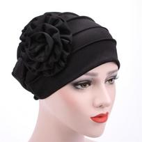 Moteriškos kepurės Pavasaris Vasara Gėlėta Beanie Skrybėlė Musulmoniška Stretch Turban Kepuraitė Plaukų slinkimas Galvos apdangalas Hijib Cap juoda