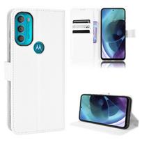 Deimantinio grūdelio magnetinis odinis atverčiamas telefono dėklas, skirtas Moto G22 G52 G200 G51 G41 G31 G71 G50 G60S G100 G30 G20 G10 Power Piniginės kortelės laikiklio dangtelis Fundas For Moto G10 Power balta