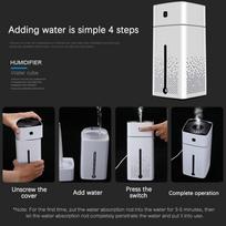 Aromatinis oro drėkintuvas eterinių aliejų difuzorius, LED šviečiantis USB drėkintuvas Humidifier2.0 (1000ml). balta
