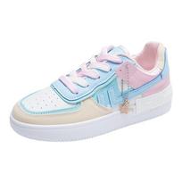 DOGHC Zapatillas De Deporte Blancas Y Rosas Para Mujer, Zapatos Informales, Planos De Plataforma Baja, Vulcanizados, Color Azul 37