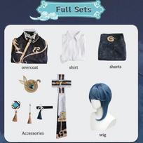 Xingqiu Cosplay Kostiumas Suaugusiems Karnavalo Uniforma Perukas Anime Helovino Šventės Kostiumai Kaukės Moterims Žaidimas L-(Costume+Wig)