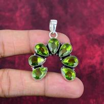 Peridoto pakabukas, brangakmenių papuošalas, 925 prabos sidabro pakabukas, rankų darbo papuošalas, gimtadienio akmens pakabukas, dovana jam 1.77 Inches