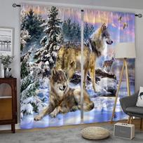 3D Vilkų Gyvūnų Modernios Užuolaidos Svetainei Prabangios Miegamojo Virtuvės Užuolaidos Draperijos Langų Apdaila 100W160H(CM)40x63in&Hook