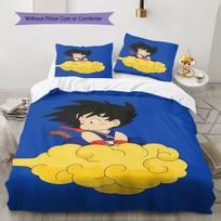 Cute Cartoon Son Goku Pattern Bedding,Quilt Set Quilt Cover Pillowcase Home Birthday Gift (1 * duvet cover + 2 * pillowcase, without core) 135x200cm