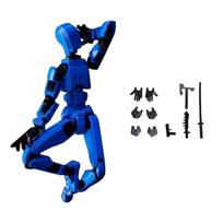 Laimingas 13 figūrėlės žaislai Dummy 3D spausdintas judantis transformuojamas robotas veiksmo figūrėlės PASIDARYK pats manekenas dekompresiniai žaislai berniukų dovanoms One Size mėlyna