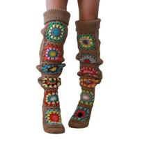 Women's Thigh High Socks Winter Warm Over the Knee Socks Cotton Crochet Boot Socks Fashion Extra Long Leg Warmers Gifts kava