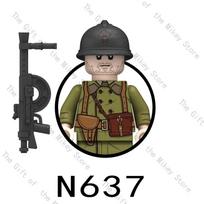 N637 N638 N639 N640 Soldier of the Second World War MOC Action Figure Sword Moc Model Kids Mini Building Blocks Toys Gift