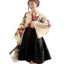 Taisho Romance Hakama Cosplay Kimono Japanese Clothing Lolita School Festival Halloween Short Length M [sac taske] (Black Size) juoda