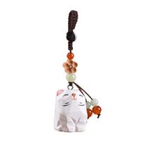 Weave Rope Wooden Carved Cat Keychain Flower Corgi Dog Dolls Funny Wood Dog Pendant  Girl/Boy White Cat