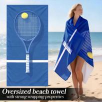 Tennis Lover Oversized Beach Towel Patterned Sunscreen And Windproof Suitable For Swimming Pool Camping Travel Blanket W30*H60(CM)