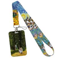 Van Gogh Starry Night Art Credential Holder Neck Strap Lanyards for Keys Keychain Badge Holder ID Credit Card Pass Hang Rope ruda