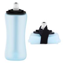 Food Grade Silicone Collapsible Sport Bottle 350ml Capacity Travel Foldable Cup  Fitness Training mėlyna