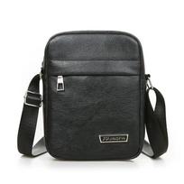 Men PU Leather Sling Bag, Casual Zipper Small Crossbody Pouch Simple Shoulder Bag juoda