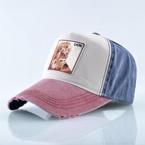Beisbolo kepuraitė Vyriška Moteriška mada Liūtas Siuvinėjimas Snapback Skrybėlė Vasarinė medvilnė Šlifavimas Skalbtos džinsinės kepuraitės 56-60cm raudona