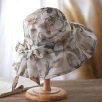 Foreign fashion floral mother hat new summer sunscreen sunshade hat women's middle-aged and elderly sun hat 56-60CM gray