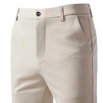 Vyriškos kostiuminės kelnės Slim Fit Vienspalvės Užtrauktukas Mygtukas Užsegimas Tiesios Formalus Verslo Stilius Kišenės Biuras Pasimatymas Ilgos Kelnės 31 smėlis