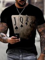 Men‘s 3D Playing Card Digital Style Print Clothing Casual Short-Sleeved Round Neck Oversize Fashion Sport T-Shirt S