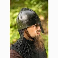Medieval Viking Helmet Black Norman Nasal Helm with Chainmail LARP And Renaissance Armor for Reenactments, Cosplay Collectors