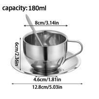 3 Piece Coffee Mug Set Office 304 Stainless Steel Elegant\t\t Mug With Spoon Tray Household 180ml