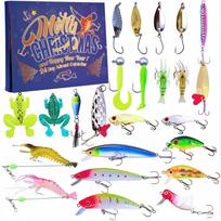 Christmas Advent Calendar Fishing Christmas Countdown 24 Days Fishing Tackle Advent Calendar for Xmas Tree Decor Surprise Gift One Size