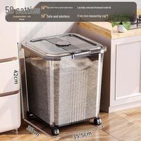 LISM Food Grade Rice and Grain Storage Container with Wheels skaidri juoda spalva
