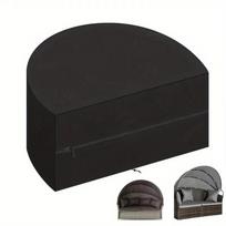 Pusapvalės rotango sodo baldų apsauga 210D Oksfordo audinys Vandeniui atspari terasos gulto apsauga 205x110x80cm Juoda