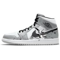Jordan Air Jordan 1 Slip Resistant Abrasion Resistant Mid top Vintage Basketball Shoes Men's Smoke Gray 554724-092(Team181-) 44